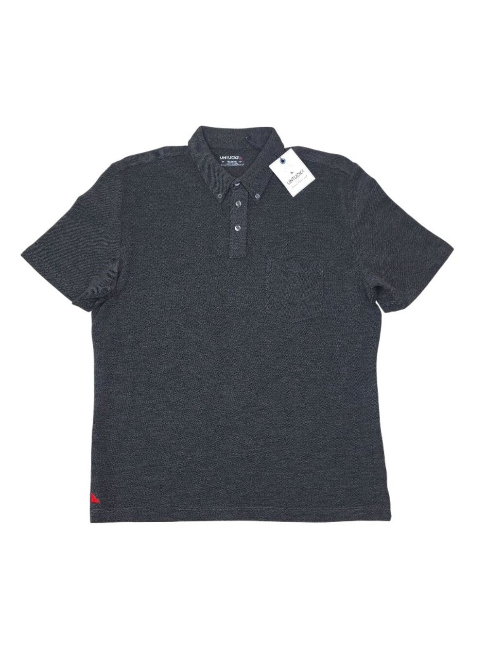 Untuckit Mens Gray Long Sleeve Polo Shirt Medium Cotton Blend